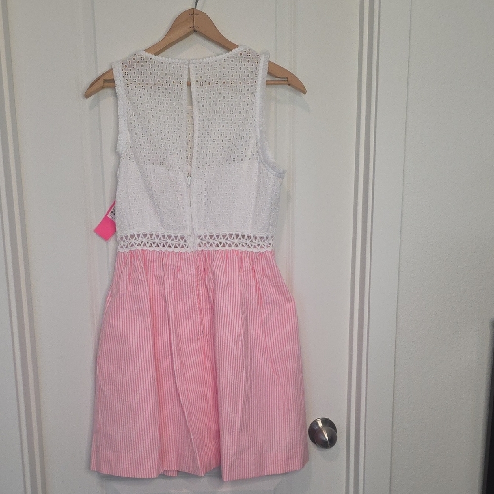 Lilly Pulitzer Women's White Lace and Pink Striped Dress - Picture 6 of 9